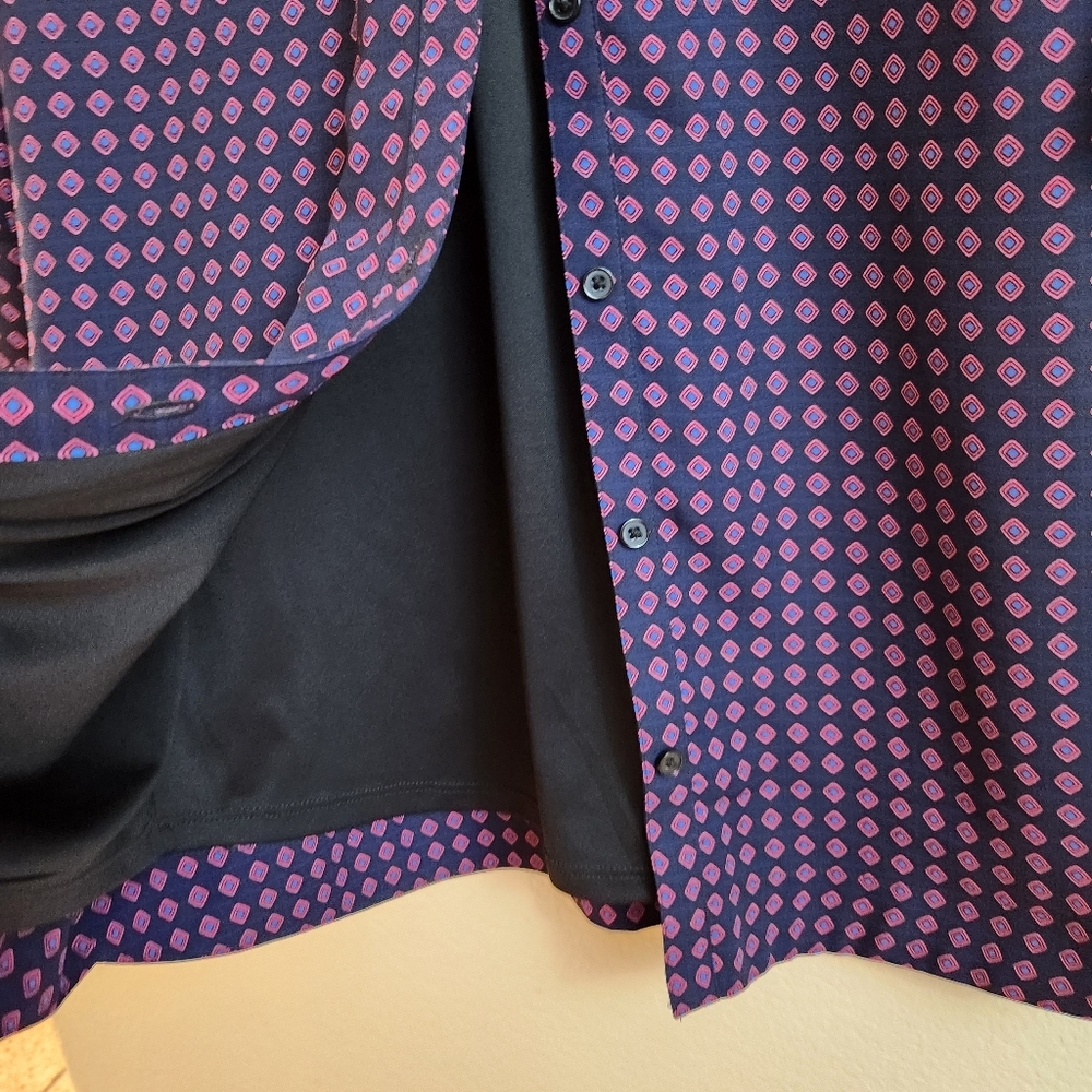 Express Purple Geometric Button Down Long Sleeve Shirt Dress Medium - Picture 6 of 9
